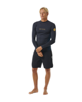 The Rip Curl Dawn Patrol UPF Performance Long Sleeve Rash Vest in Navy Marle