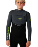 The Rip Curl Boys Flashbomb Pro 4/3mm Chest Zip Wetsuit in Grey