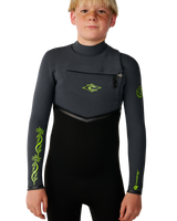 The Rip Curl Boys Flashbomb Pro 4/3mm Chest Zip Wetsuit in Grey