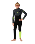 The Rip Curl Boys Flashbomb Pro 4/3mm Chest Zip Wetsuit in Grey