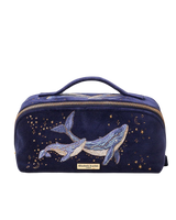 Mystical Whale Open Flat Makeup Bag in Navy