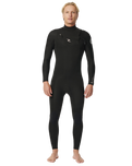 The Rip Curl Mens Dawn Patrol Performance 4/3mm Chest Zip Wetsuit in Black
