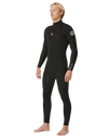 The Rip Curl Mens Dawn Patrol Performance 4/3mm Chest Zip Wetsuit in Black