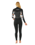 Womens Dawn Patrol 4/3mm Chest Zip Wetsuit in Black, Black & Multi