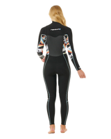 Womens Dawn Patrol 4/3mm Chest Zip Wetsuit in Black, Black & Multi
