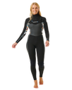 Womens Dawn Patrol 4/3mm Chest Zip Wetsuit in Black, Black & Multi