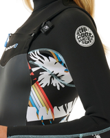 Womens Dawn Patrol 4/3mm Chest Zip Wetsuit in Black, Black & Multi