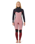 The Rip Curl Womens Dawn Patrol 5/3mm Chest Zip Wetsuit in Black & Pink