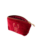 Lobster Velvet Coin Purse in Rouge