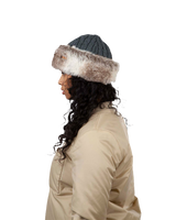 The Barts Womens Fur Cable Bandhat in Heather Brown