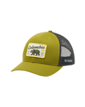 The Columbia Mens Mesh™ Snap Back Trucker Cap in Mossy Green & PNW Bear