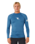 Waves UPF Performance Long Sleeved Rash Vest in Bluefin