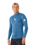 Waves UPF Performance Long Sleeved Rash Vest in Bluefin