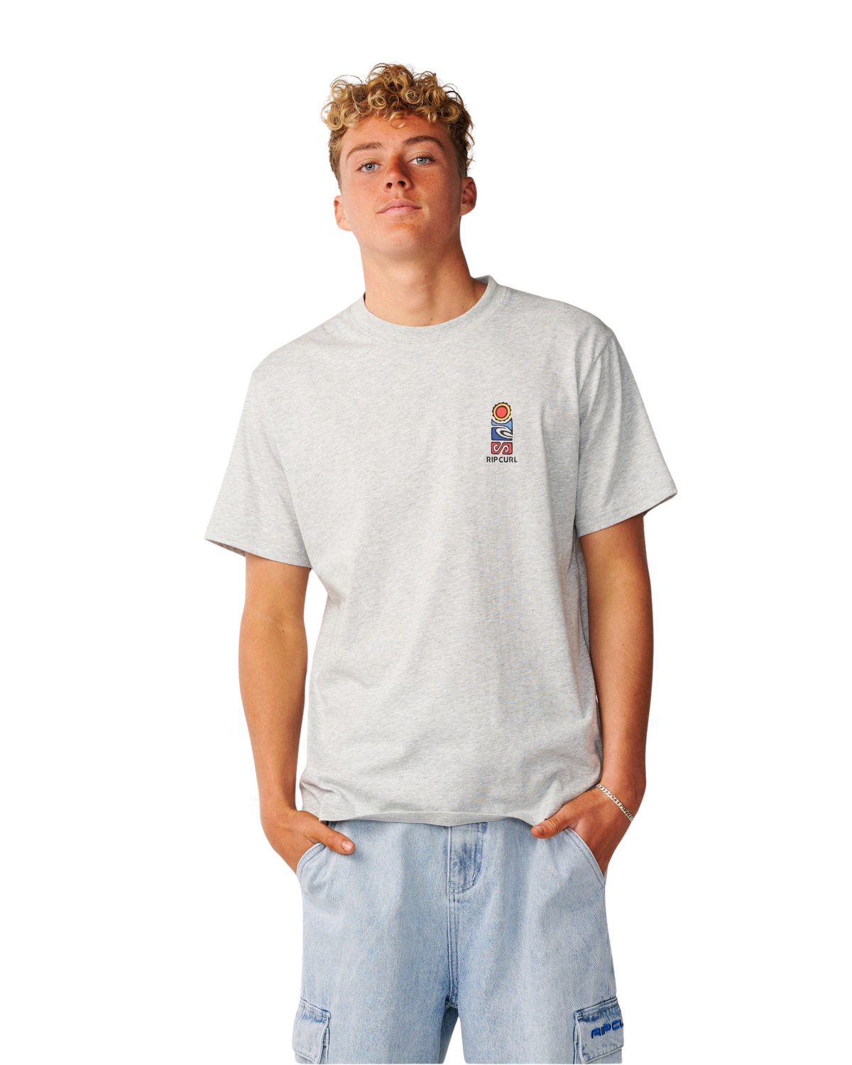 The Rip Curl Mens S-Series VC Stack T-Shirt in Grey Marle