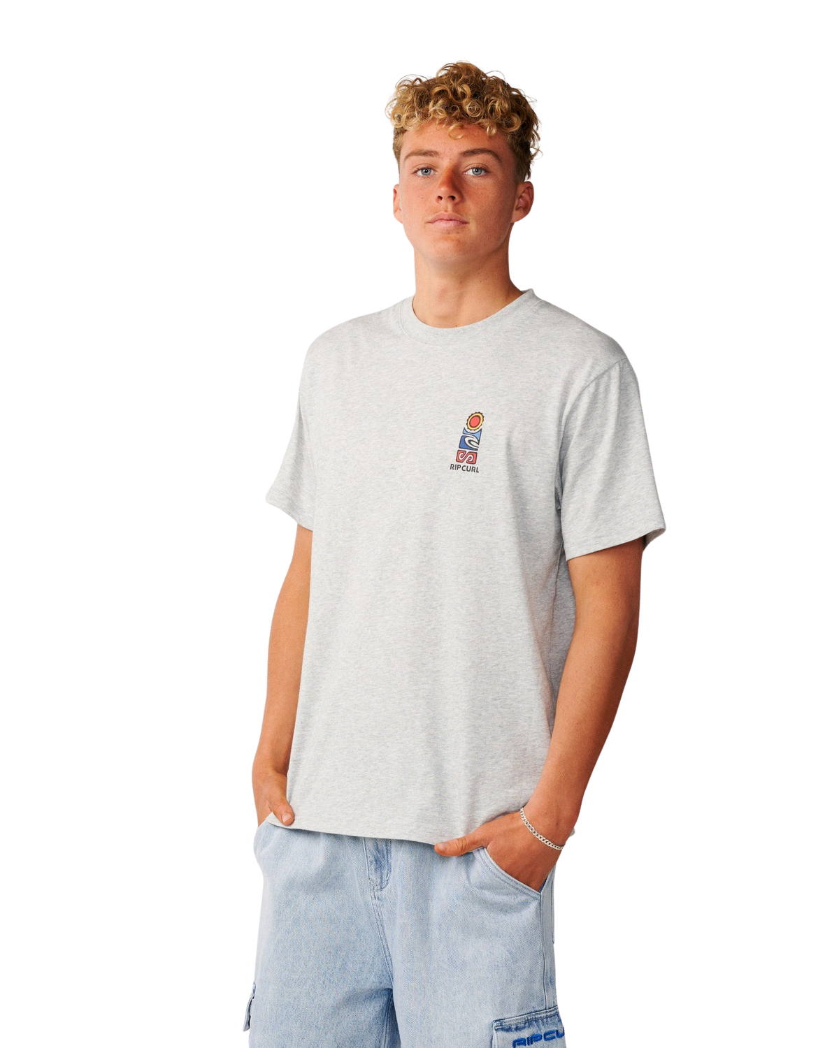 The Rip Curl Mens S-Series VC Stack T-Shirt in Grey Marle