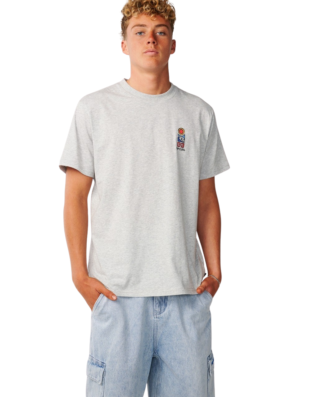The Rip Curl Mens S-Series VC Stack T-Shirt in Grey Marle