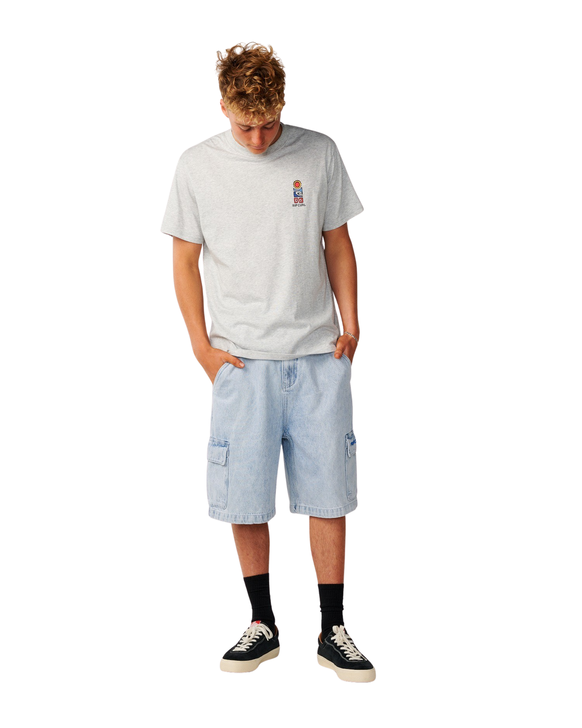The Rip Curl Mens S-Series VC Stack T-Shirt in Grey Marle
