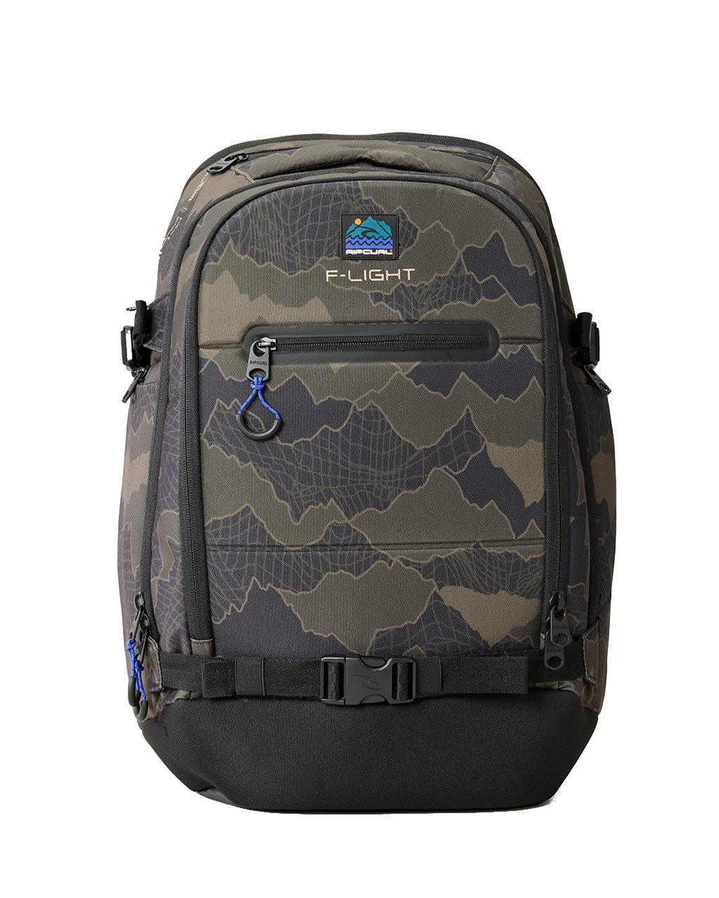 The Rip Curl F-Light Posse Search Camo 35L Backpack in Black & Olive