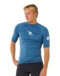 Waves UPF Performance Short Sleeved Rash Vest in Bluefin