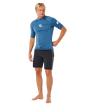 Waves UPF Performance Short Sleeved Rash Vest in Bluefin