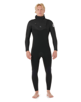 The Rip Curl Mens Dawn Patrol 5/4mm Hooded Chest Zip Wetsuit in Black