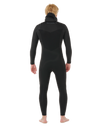 The Rip Curl Mens Dawn Patrol 5/4mm Hooded Chest Zip Wetsuit in Black