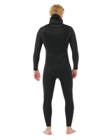 The Rip Curl Mens Dawn Patrol 5/4mm Hooded Chest Zip Wetsuit in Black