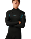 The Rip Curl Mens Dawn Patrol 5/3mm Chest Zip Wetsuit in Green