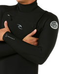 The Rip Curl Mens Dawn Patrol 5/3mm Chest Zip Wetsuit in Black