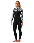 The Rip Curl Womens Dawn Patrol Pro 4/3mm Chest Zip Wetsuit in Black & White
