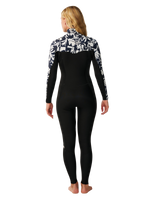 The Rip Curl Womens Dawn Patrol Pro 4/3mm Chest Zip Wetsuit in Black & White