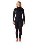 The Rip Curl Womens Dawn Patrol Pro 4/3mm Chest Zip Wetsuit in Black & White
