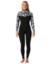 The Rip Curl Womens Dawn Patrol Pro 4/3mm Chest Zip Wetsuit in Black & White