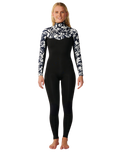 The Rip Curl Womens Dawn Patrol Pro 4/3mm Chest Zip Wetsuit in Black & White