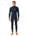 The Rip Curl Mens Dawn Patrol Pro 4/3mm Chest Zip Wetsuit in Navy