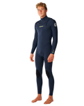 The Rip Curl Mens Dawn Patrol Pro 4/3mm Chest Zip Wetsuit in Navy