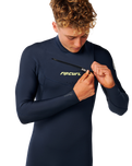 The Rip Curl Mens Dawn Patrol Pro 4/3mm Chest Zip Wetsuit in Navy