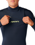 The Rip Curl Mens Dawn Patrol Pro 4/3mm Chest Zip Wetsuit in Navy