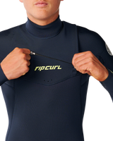The Rip Curl Mens Dawn Patrol Pro 4/3mm Chest Zip Wetsuit in Navy