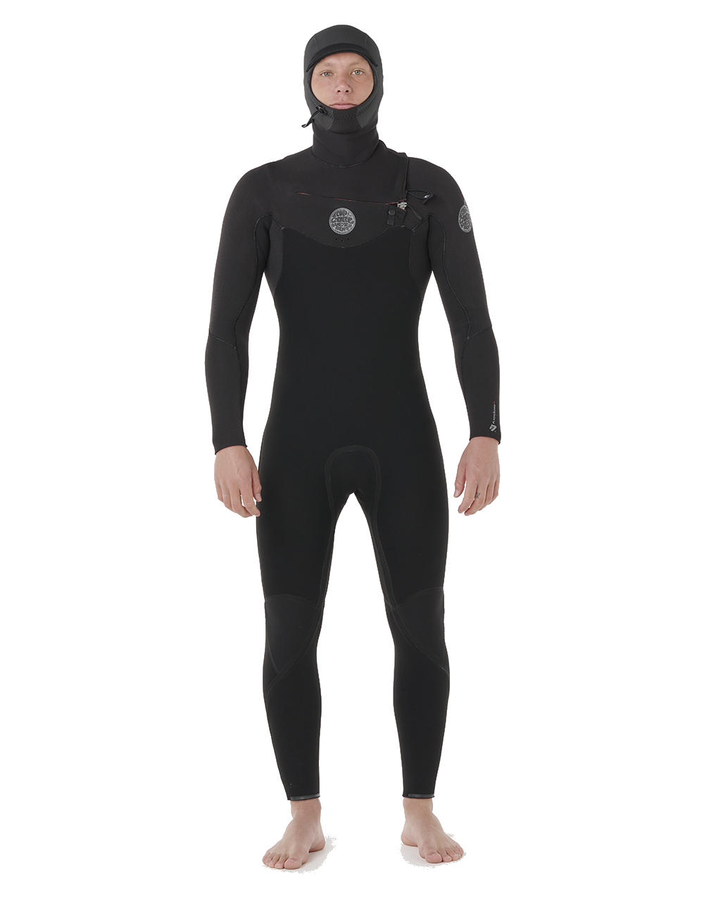 Flashbomb 5/4mm Hooded Chest Zip Wetsuit in Black
