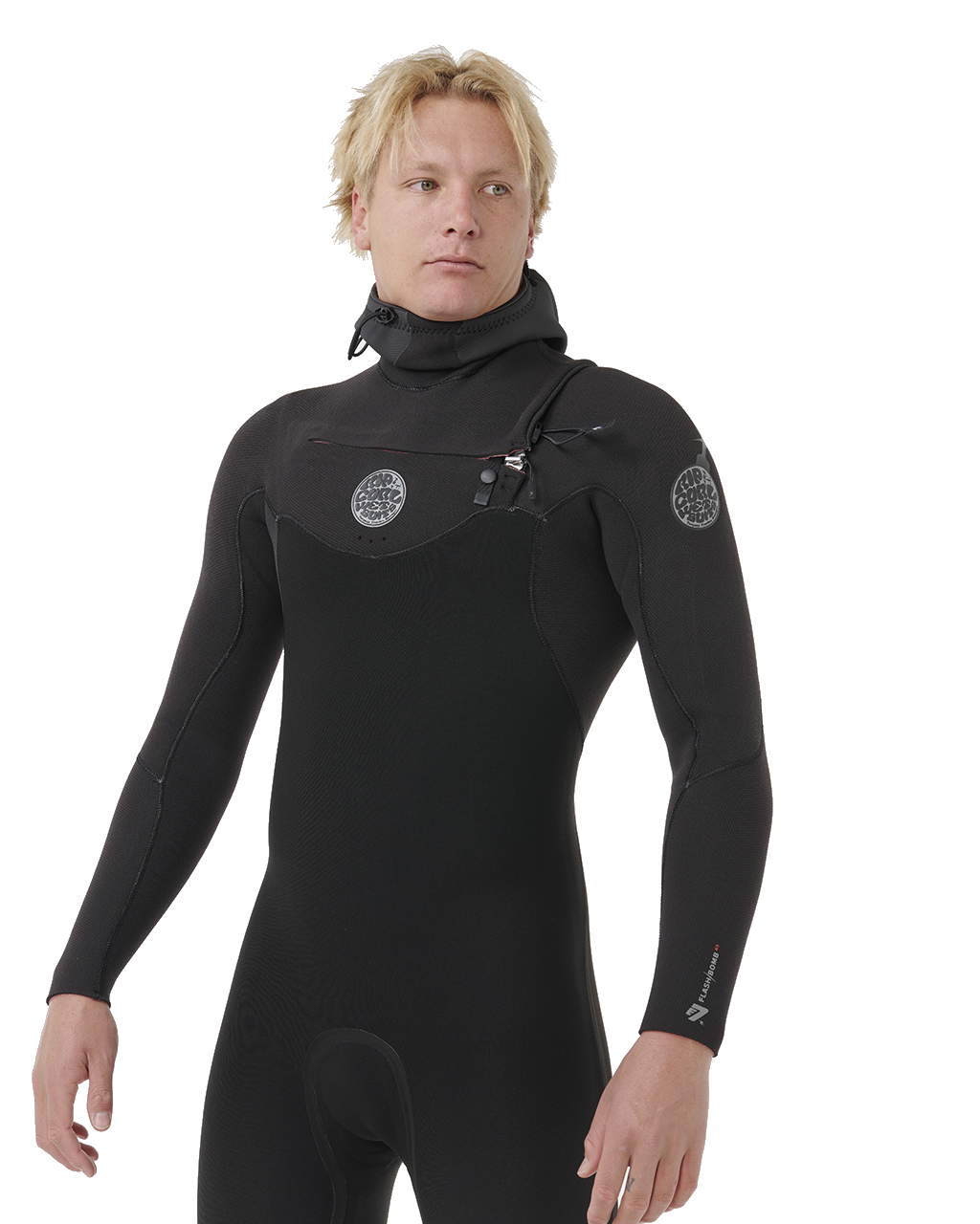Flashbomb 5/4mm Hooded Chest Zip Wetsuit in Black