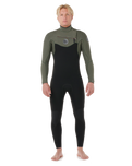 The Rip Curl Mens Flashbomb 5/3mm Chest Zip Wetsuit in Deep Cactus