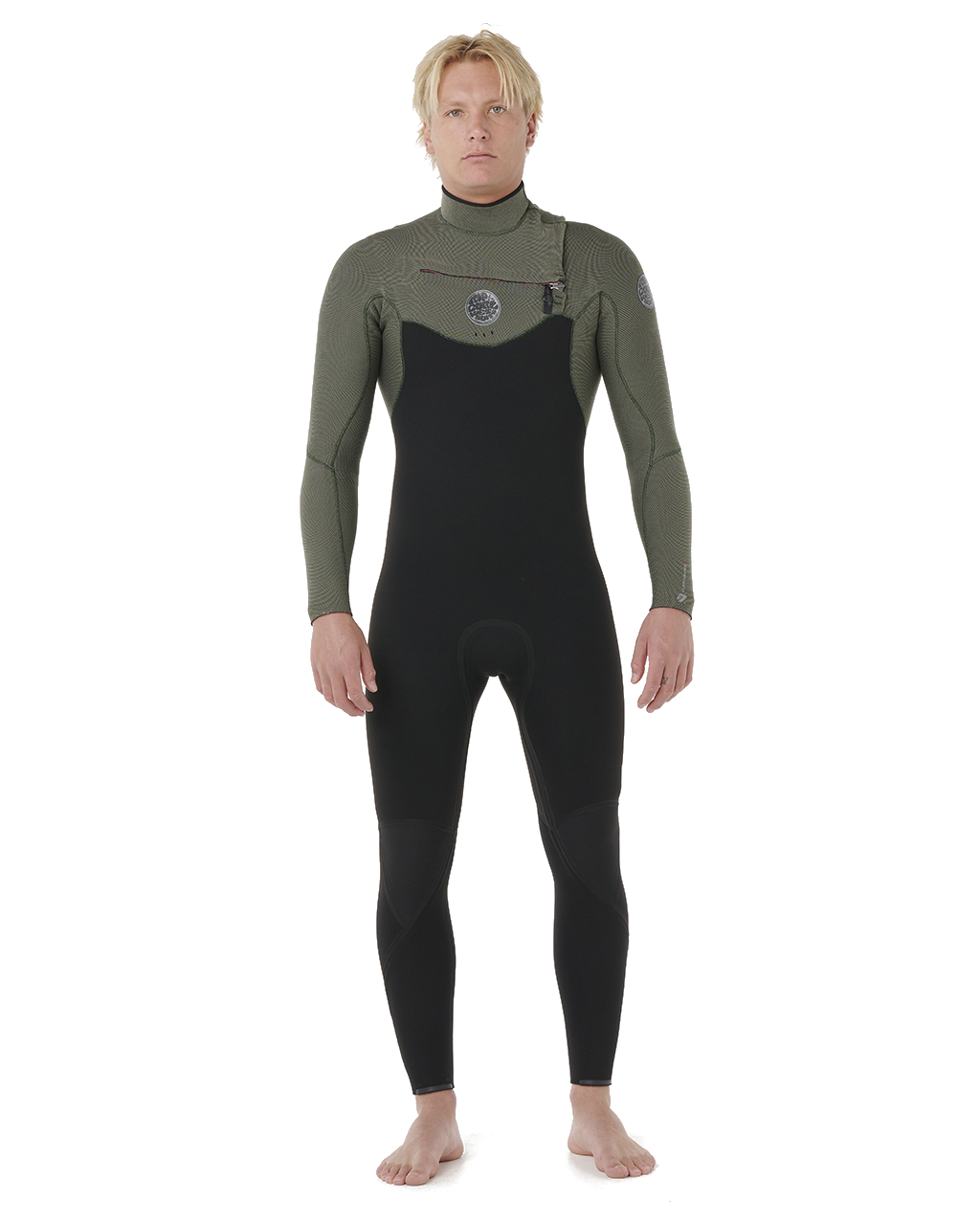 The Rip Curl Mens Flashbomb 5/3mm Chest Zip Wetsuit in Deep Cactus