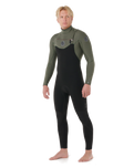 The Rip Curl Mens Flashbomb 5/3mm Chest Zip Wetsuit in Deep Cactus