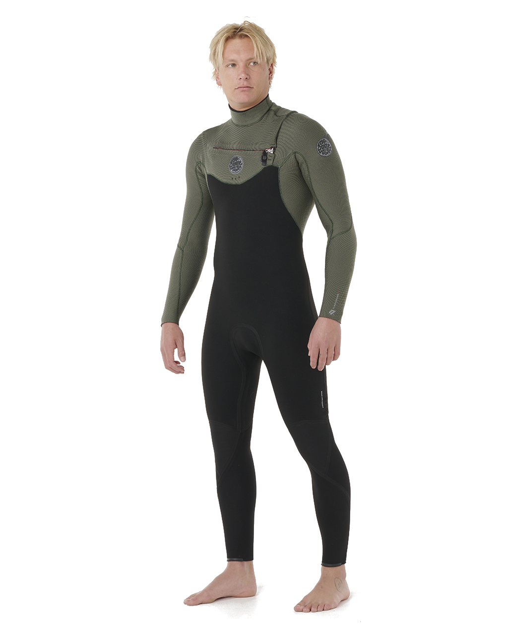The Rip Curl Mens Flashbomb 5/3mm Chest Zip Wetsuit in Deep Cactus