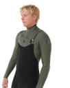 The Rip Curl Mens Flashbomb 5/3mm Chest Zip Wetsuit in Deep Cactus