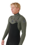 The Rip Curl Mens Flashbomb 5/3mm Chest Zip Wetsuit in Deep Cactus
