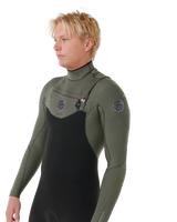 The Rip Curl Mens Flashbomb 5/3mm Chest Zip Wetsuit in Deep Cactus