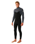 The Rip Curl Mens Flashbomb 5/3mm Chest Zip Wetsuit in Charcoal Grey