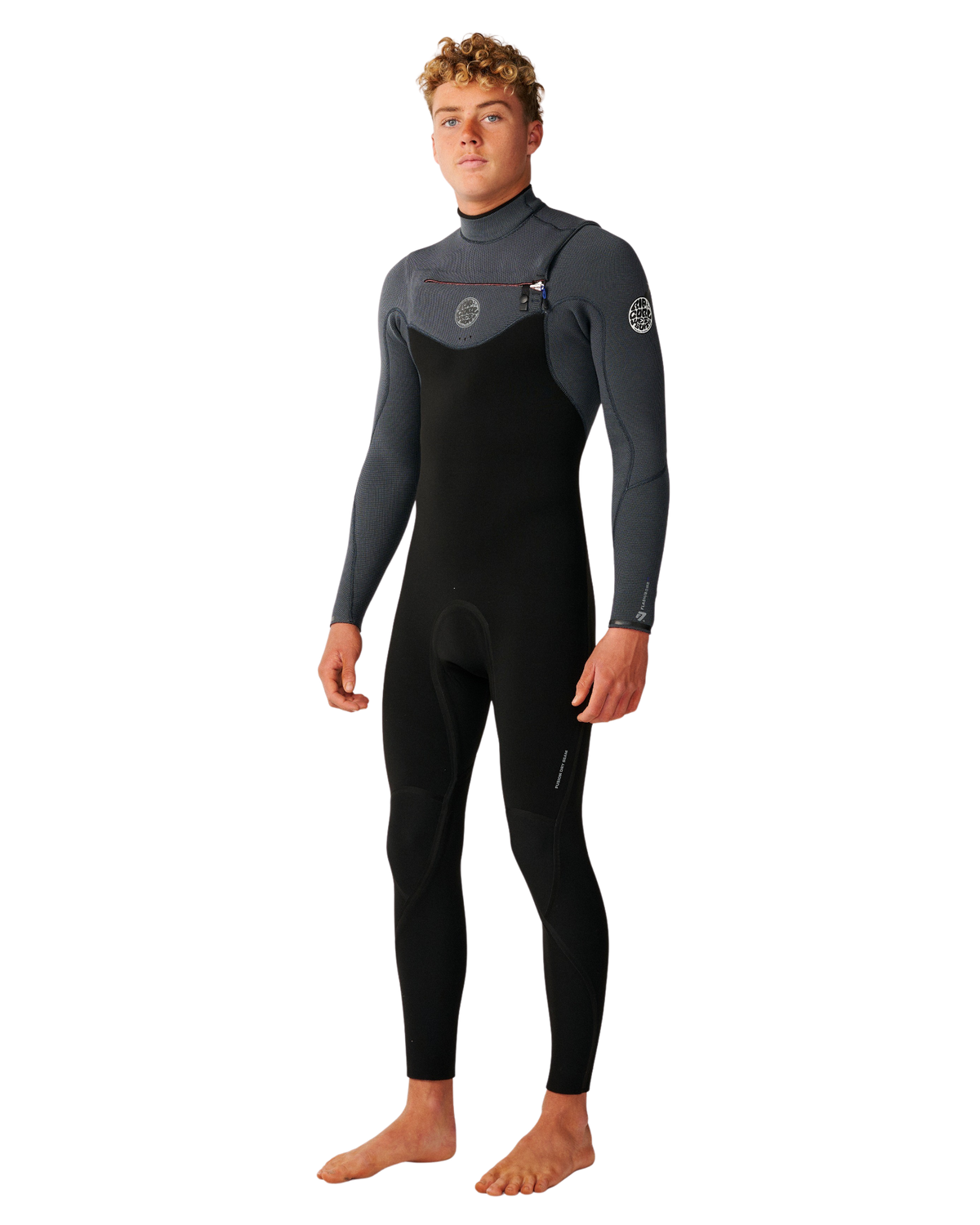 The Rip Curl Mens Flashbomb 5/3mm Chest Zip Wetsuit in Charcoal Grey